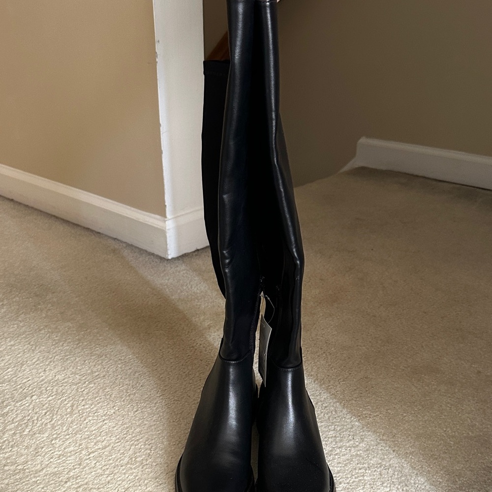 a new day Black Over-the-Knee Stretch Leather Boots - Picture 3 of 6